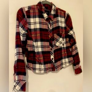 Rails long sleeve cropped flannel button down. Dark red size small